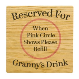 Reserved For Grannys Drink Solid Oak Drink Coaster from Grandchildren. Wood Mat for Drinks. Token for Granny to be.