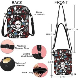 Horror Movie Crossbody Bag Horror Movie Hockey Mask Gifts Camp Crystal Lake Merch Horror Movie Shoulder Bag (13Frday UK)