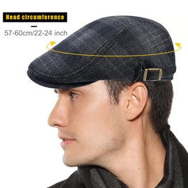 Sumolux Mens Newsboy Cap Winter Beret Hat Cabbie Flat Cap (Plaid C)