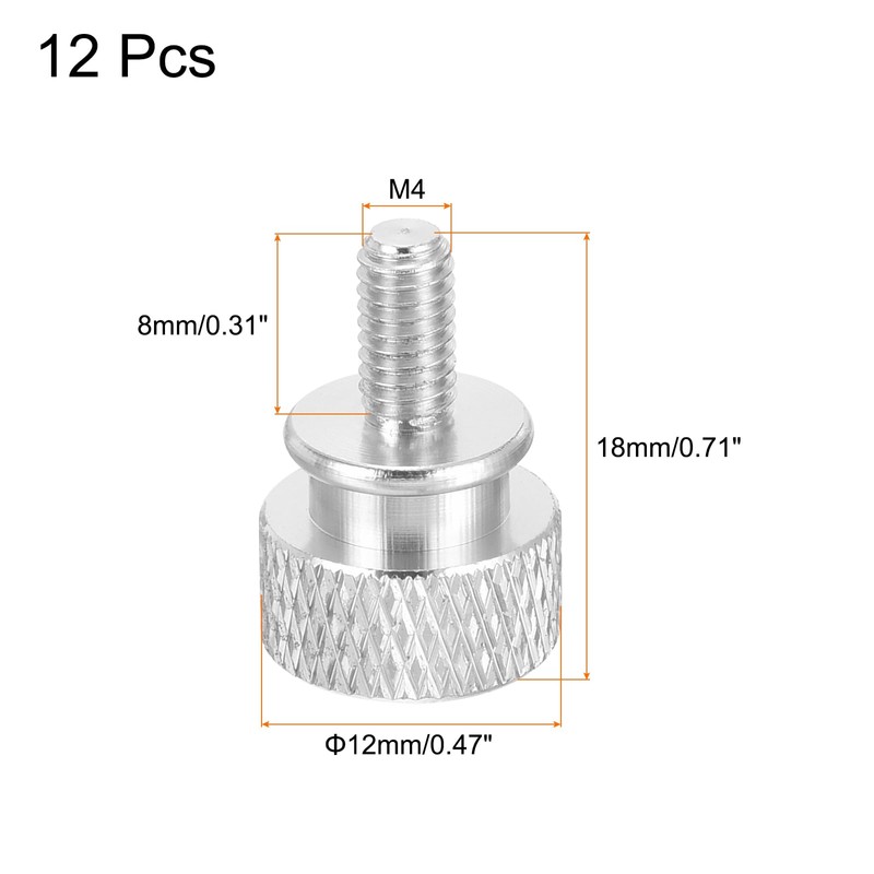 sourcing map 12pcs M4x8mm Knurled Thumb Screw Computer Case Threaded