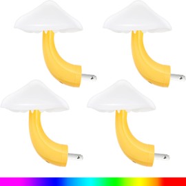 4 Pieces Mushroom LED Night Light Plug in Lamp, Magic Mini Pretty Mushroom Shaped Night Lights for Kids Adults (7-Color Light with White Cover)