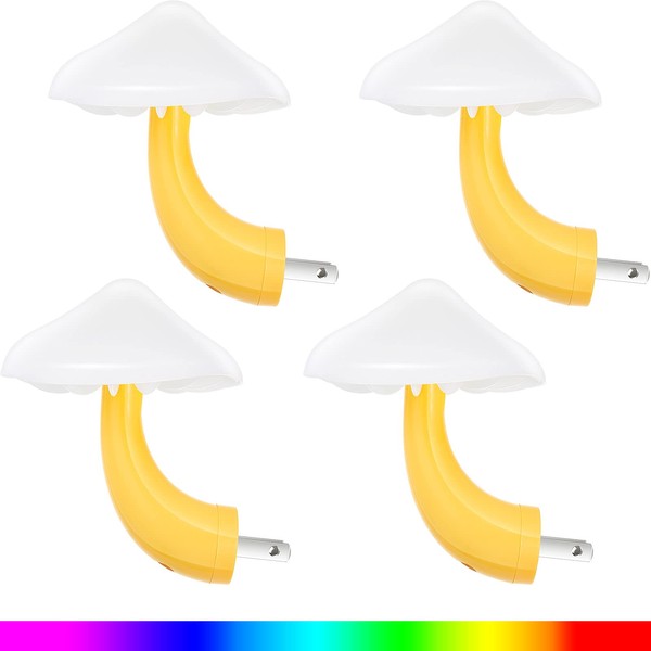 4 Pieces Mushroom LED Night Light Plug in Lamp, Magic