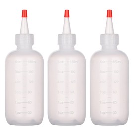 NAUZE 3 Pieces Applicator Bottle with Tip Squeeze Hair Oil Hair Color Applicator Plastic Hair Washing Bottle for Home Salon DIY(180ml)