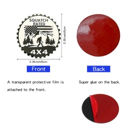 2 PCS Squatch Badge Rated Car Emblem, 4 x 4 Metal Automotive Badge, 3D Round Metal Car Badges Emblems, Car Badge Decals Stickers Compatible with Jeep Wrangler Vehicles Trucks SUV RV (Squatch 3)