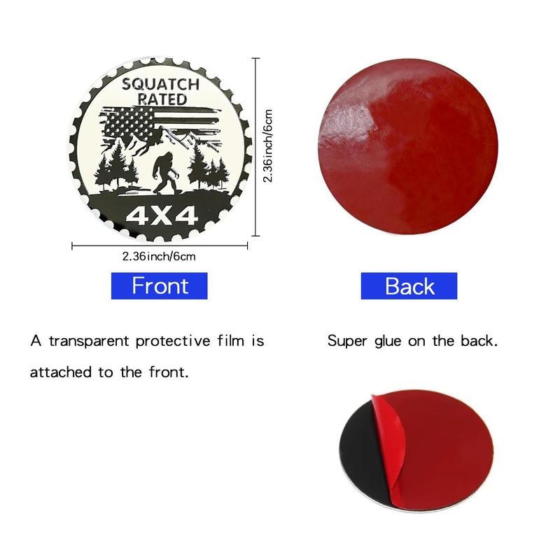2 PCS Squatch Badge Rated Car Emblem, 4 x 4