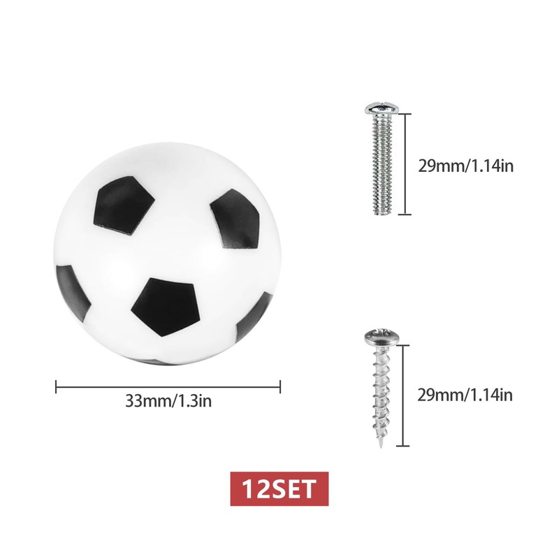 MABAHON 12Pcs Football knobs Handles Soccer Knobs Drawer Knobs Kids