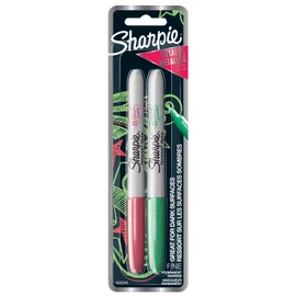 Sharpie Metallic Permanent Markers, Fine Point, Ruby Red & Emerald Green, 2 Count
