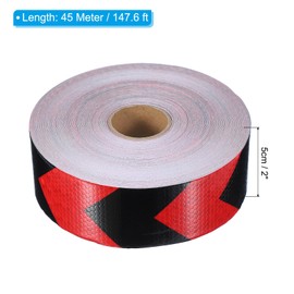 PATIKIL Reflective Tape, 1 Roll 2 Inch x 148 ft Waterproof Self Adhesive High Visibility Caution Warning Safety Tape Outdoor Arrow Reflector for Trucks Trailers Cars, Red Black