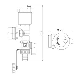 VANCOCO Quick Bleeder Set, Automatic Bleed Drain Device for Underfloor Heating, 1 Inch DN25 (Distributor Connection) and 1/2 Inch DN15 (Deflation), Brass Components with Automatic Bleeder