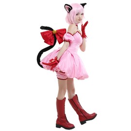 miccostumes Women's Costume Anime Cat Cosplay Outift Short Light Pink Dress Choker Cat Ears and Tail(Small)