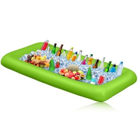 Leitee Inflatable Serving Bar with Drain Plug 52 x 24 x 5'' Inflatable Ice Serving Buffet Bar for Party Food Cooler Buffet Drink(Green,Basic Style)