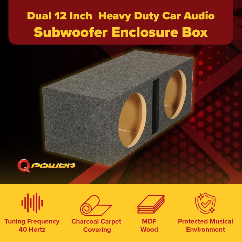 Q Power Dual 12-Inch Heavy Duty Ported Car Audio Subwoofer