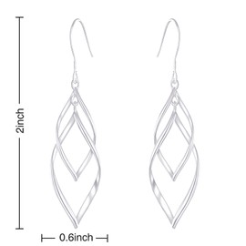 14K Gold Dangle Earrings for Women Trendy Double Spiral Drop Statement Dangly Earrings, Unique Twisted Wave Dangling earingrings infinity Jewelry…