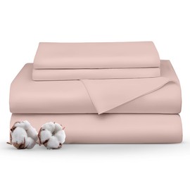 Minor Monkey 1000 Thread Count Egyptian Cotton Sheets King Size Bed Sheets for King Size Bed Hotel Quality Long Staple Cotton Bedding Sateen Weave 4 PC Sheet Set Fits Upto 16" Mattress - Blush