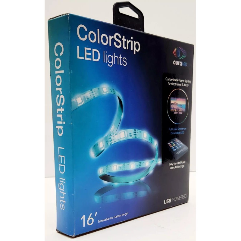 Tzumi Aura LED ColorStrip Lights, 16 Feet, USB Power Easy-To