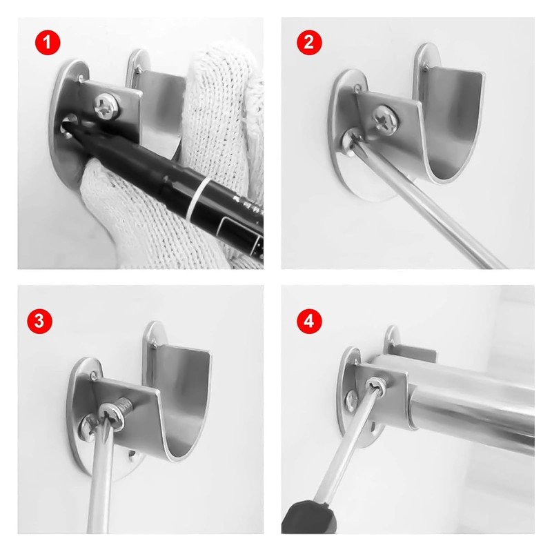 2 Pack Flange Rod Holder, Closet Rod Bracket End Supports