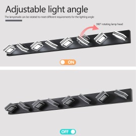 Ship in USA,52" Modern 8-Light LED Vanity Light - Sleek Bathroom Wall Fixture, Iron & Acrylic, Dimmable & Energy-EfficientLamp Power(W): 18