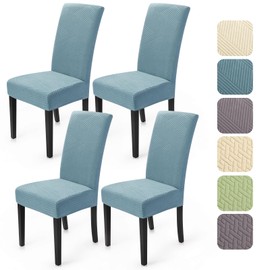 BalladHome Chair Covers, Set of 4, Stretch Chair Covers, Modern Twill Jacquard Chair Cover, Dining Room Chairs, Chair Cover, Removable, Washable Chair Covers for Dining Room, Kitchen, Hotel (Light