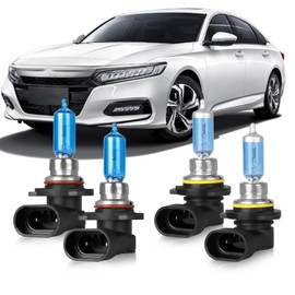 OQSNCV Fit for Honda Accord (1990-2007),(2008-2012 Sedan) Halogen Headlight Bulbs,9005 High Beam + 9006 Low Beam Headlamp Replacement Bulbs Kit, Pack of 4
