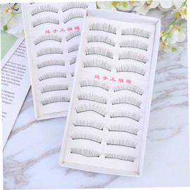 Baluue 2sets Elegant False Eyelashes Black Cotton Thread Handmade Lashes for Women Long Thick Safe Makeup Accessories 60pairs*2