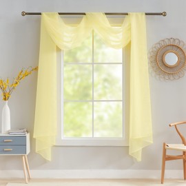 Luvyohmee Light Yellow Scarf Valances for Windows - Sheer Window Scarf Valance, 144 Inch Curtain Scarf Swag Curtains, Sheer Valances for Windows Fabric for Draping, Bed Canopy Curtains 52Wx144L