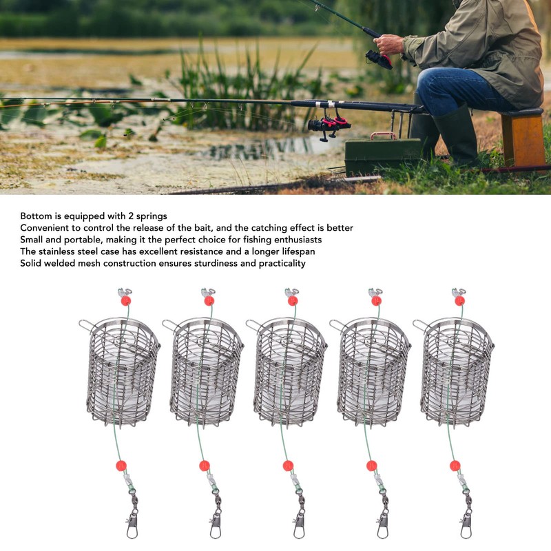 Fishing Bait Cage Basket, Stainless Steel Compact Fishing Lure Cage