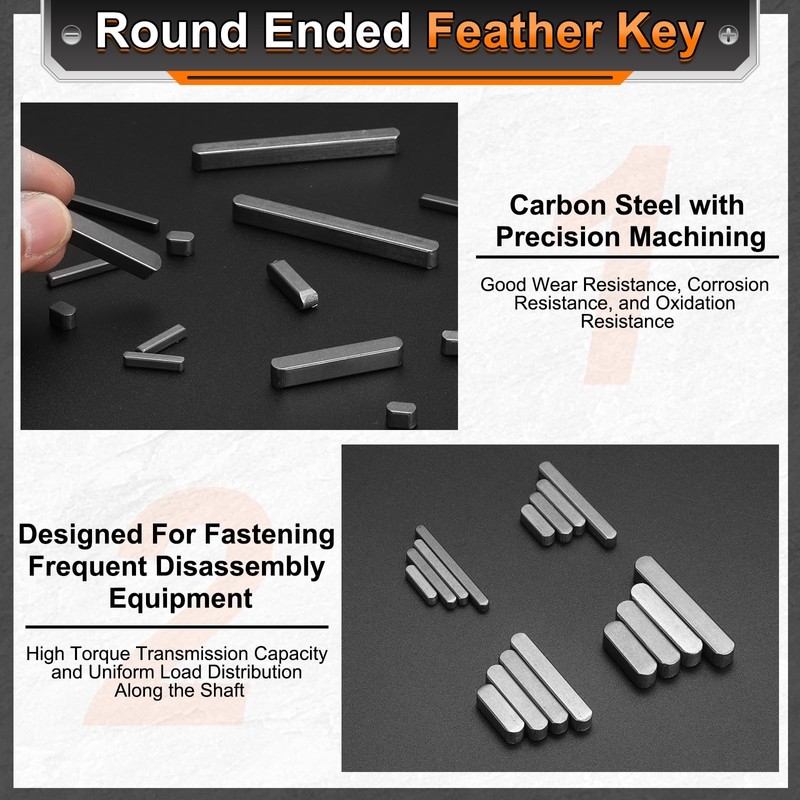 sourcing map 10Pcs Round Ended Feather Key, 5 x 5