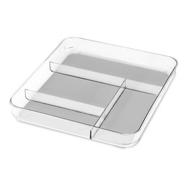 madesmart Gadget Tray | Light Grey | Clear Soft Grip Collection | 4-compartment | Soft-grip Lining | Non-slip Feet | BPA-free