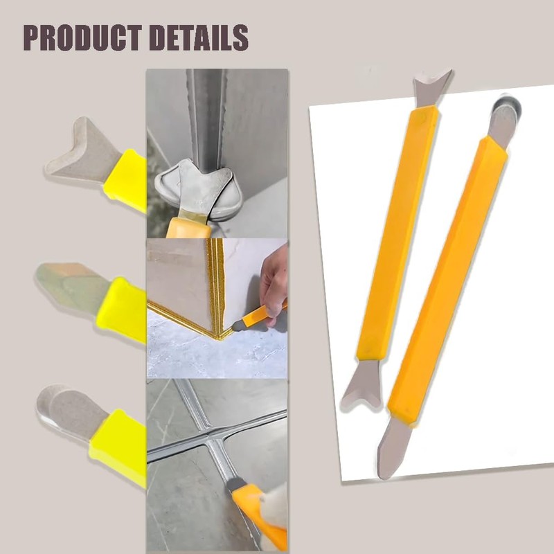 ChenShuo Sealant Finishing Tool Set,Stainless Steelhead Grout Residue Scraper,Caulk Finishing