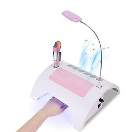 5 in 1 Nail Dust Collector with Drill, Multifunctional Electric Nail Drill Machine with Dust Collector Vacuum LED Desk Lamp Hand Rest Pillow for Acrylic Nails(US)