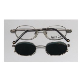 SmartClip 253 Mens/Womens Designer Full-Rim Shape Sunglass Lens Clip-Ons Flexible Hinges Eyeglasses/Eye Glasses (43-16-125, Gray)