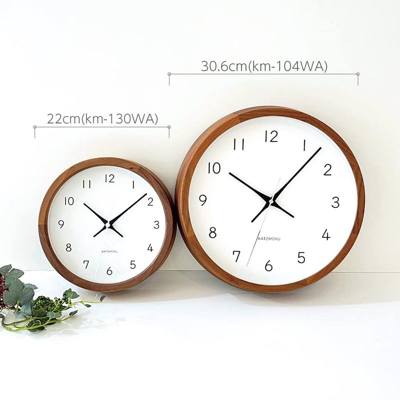 KATOMOKU Muku Clock 13 Walnut Radio Clock Continuous Second Hand