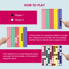 Pop It Fidget Toy, Rainbow Popit Toys, 20 cm, Push Pop Bubble Fidget Sensory Toy, Anti-Stress Plopper Game for Children and Adults (100)