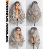 GORGIUS Silver Gray Loose Body Wave Lace Front Wig with