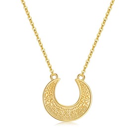 MARLION JEWELS 925 Silver Crescent Moon Ethnic Pattern Necklace for Women Ideal Gift Necklace for Women Jewellery Women, Gold - silver