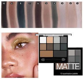 Smokey Eyeshadow Palette Matte Eye Shadow Pallets for Women, Highly Pigmented Long Lasting Black Eyeshadow, 10 Colours Professional Eyeshadow Palette with Dual-Ended Applicator Brush