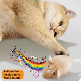 White Interactive Cat Mouse Toy,Electric Automatic Moving Mouse Cat Toy Self Play,Cat Toys Interactive,Automatic Moving Kitten Feather Toy,Lifelike Squeak Chirping Electronic Mice, Interactive Cat Toy