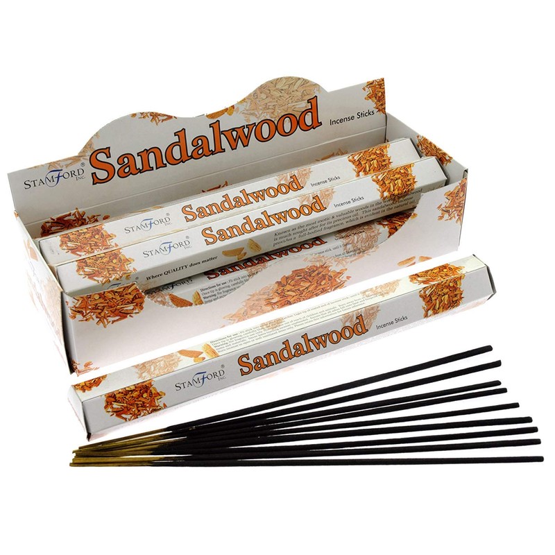 STAMFORD INC. 37107 Sandalwood Incense Sticks, 20 Sticks x 6