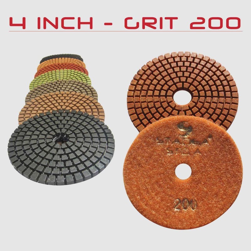 STADEA Premium Grade Wet 4" Diamond Polishing Pads Set +