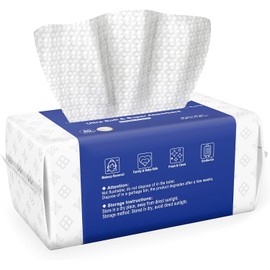 ourmed life Toallas Faciales Desechables Biodegradables para Piel Sensible, Sin Pelusa, para Desmaquillar, para El Cuidado de La Piel Y La Limpieza Femenina, Toallitas Secas, 80 Unidades con Textura d