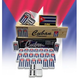 Cuban Style Double Six Dominoes – 28 Classic White Tiles with Black Pips – Includes Wooden Case – Bold, Durable, and Ready for Family & Friends