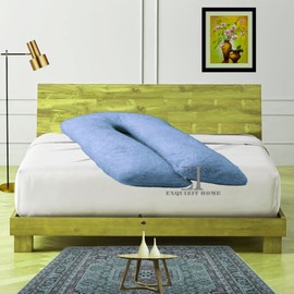 EXQUIZIT HOME Teddy Fleece Full Body 9FT Feet U Shaped Orthopaedic Pillowcase Cover With Zip Pregnancy Maternity Nursing Super Soft Snug Cuddles Pillowcase U Cover Mid Blue 75cm x 135cm Approximate