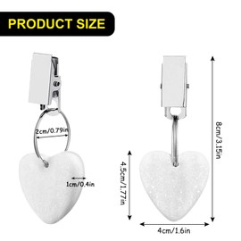 ZVO Pack of 10 tablecloth weights, tablecloth weights with clips, outdoor tablecloth weights, made of natural stone with clamp for table tops in the garden, picnic, party, kitchen, dining room (heart)