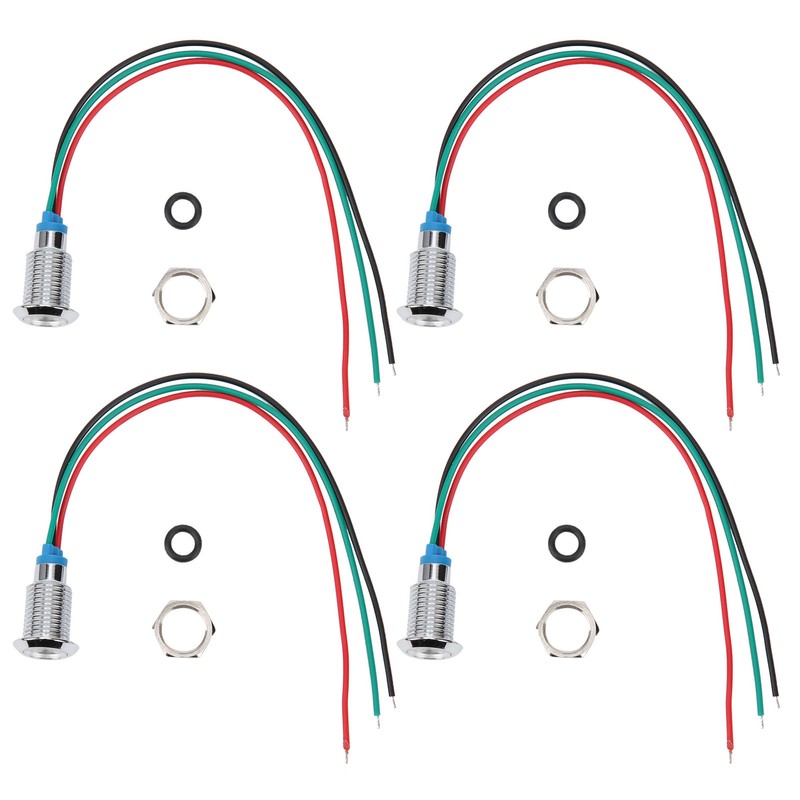 4 Sets PreWired Round LEDs Waterproof 2Color Indicator Light Common