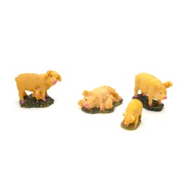 4 x Pigs and Piglets Christmas Figurines 6cm Birth Scene Figures Animals Birth of Jesus 3 Kings Nativity Craft God Accessories for Models