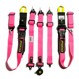 Kyostar 5 Point Harness Camlock for Quick Release,Racing Safety Harness Adjustable 2"+3" Width Heavy-Duty Soft Webbing and Durable Black Steel Hardware Universal Pink
