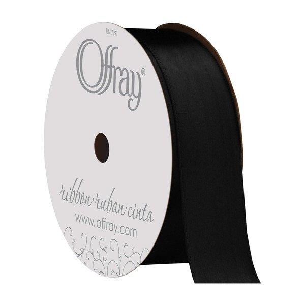 BERWICK Berwick 072073 7/8" Wide Single Face Satin Ribbon, Black,