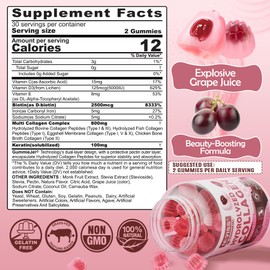 Sugar Free Collagen Peptides Gummies for Women & Men, Hydrolyzed Multi Collagen Type I II III V & X, with 5000IU Vitamin D3 & Biotin Keratin for Skin Hair Nails, Collagen Supplement Gummy, 120Cts