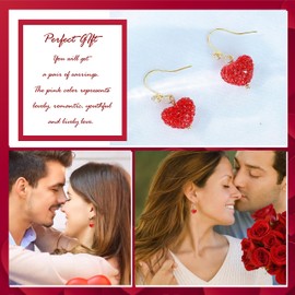 Valentines Day Earrings Heart Earrings for Women Valentines Day Gifts for Her Rhinestone Heart Dangle Earrings Valentines Earrings Jewelry Valentine Day Outfit for Women the Outfit 2025