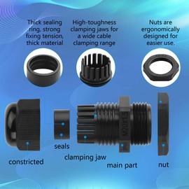 GINTOOYUN 10PCS M20x1.5 Cable Gland 6mm-12mm Wire Hole Waterproof Nylon Joint Adjustable Locknut with Washer (M20*1.5)